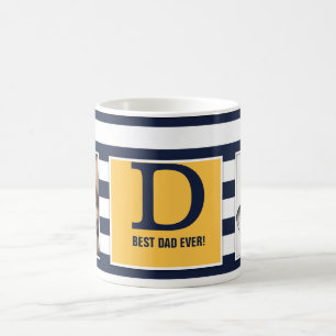 Best Dad Ever! With Photo and Monogram Modern! Coffee Mug