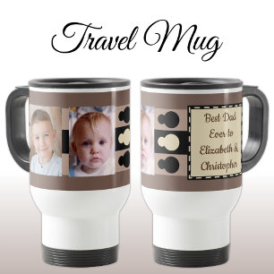 Best Dad ever with photos names brown cream Travel Mug