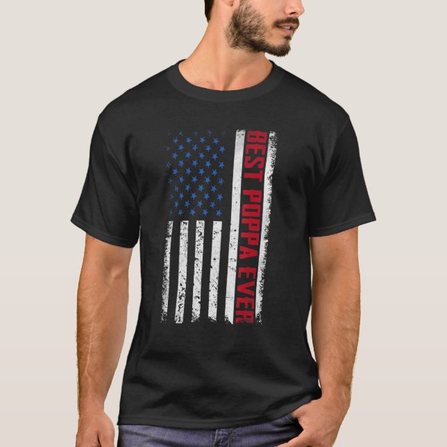 Best Dad Ever With US American Flag For Father's D T-Shirt (Front)