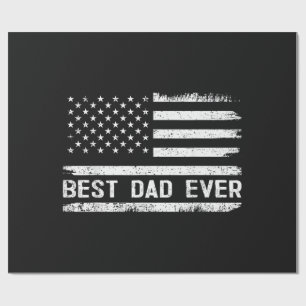 Best Dad Ever with US American Flag Gifts Fathers  Wrapping Paper