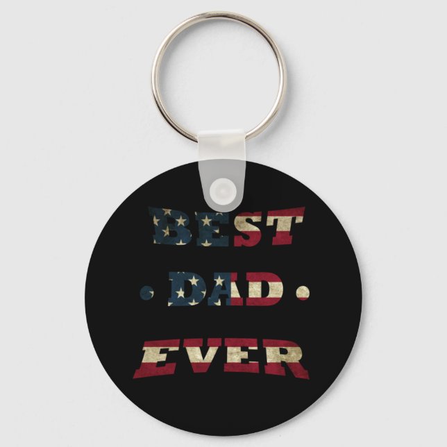 Best dad ever with us american flag key ring (Front)