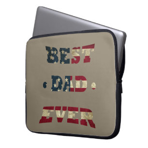Best dad ever with us american flag laptop sleeve