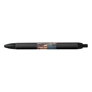 Best Dad Ever With Us American Flag Vintage For Fa Black Ink Pen