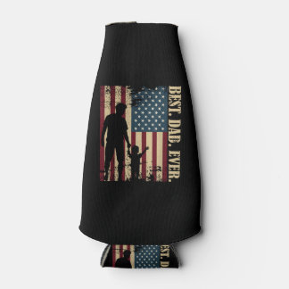 Best Dad Ever With Us American Flag Vintage For Fa Bottle Cooler