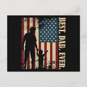 Best Dad Ever With Us American Flag Vintage For Fa Enclosure Card
