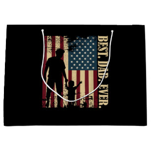 Best Dad Ever With Us American Flag Vintage For Fa Large Gift Bag