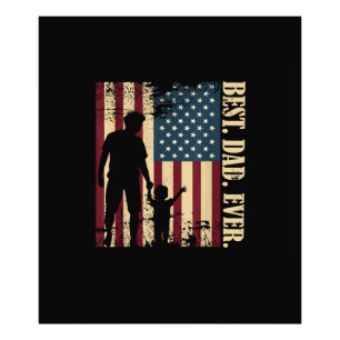 Best Dad Ever With Us American Flag Vintage For Fa Photo Print
