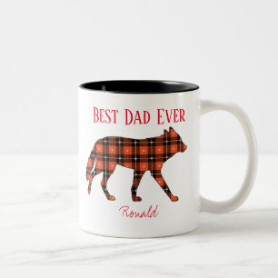 Best Dad Ever Wolf Buffalo Plaid Two-Tone Coffee Mug