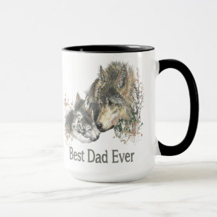 Best Dad Ever Wolf Watercolor Animal Ar Mug