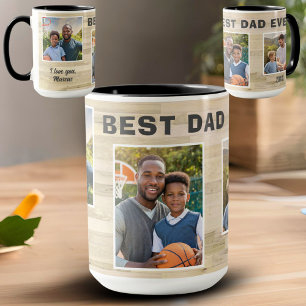 Best Dad Ever Wood 3 Photo Collage Father Mug