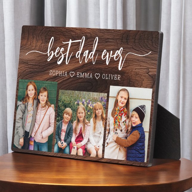Best Dad Ever - Wood Father's Day Photo Collage Plaque (Creator Uploaded)