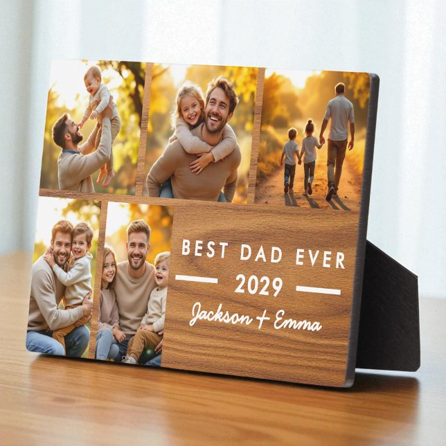 Best Dad Ever Wood Father's Day Photo Collage Plaque (Creator Uploaded)