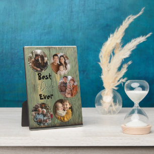 Best dad ever wooden background green plaque