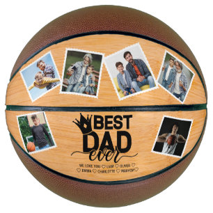 Best Dad Ever Wooden Father's Day Family Photo Basketball