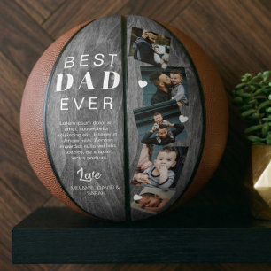 Best Dad Ever Woodgrain Fathers Day Photo Collage Basketball