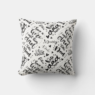 Best Dad Ever Word Art Black White Father's Day Cushion