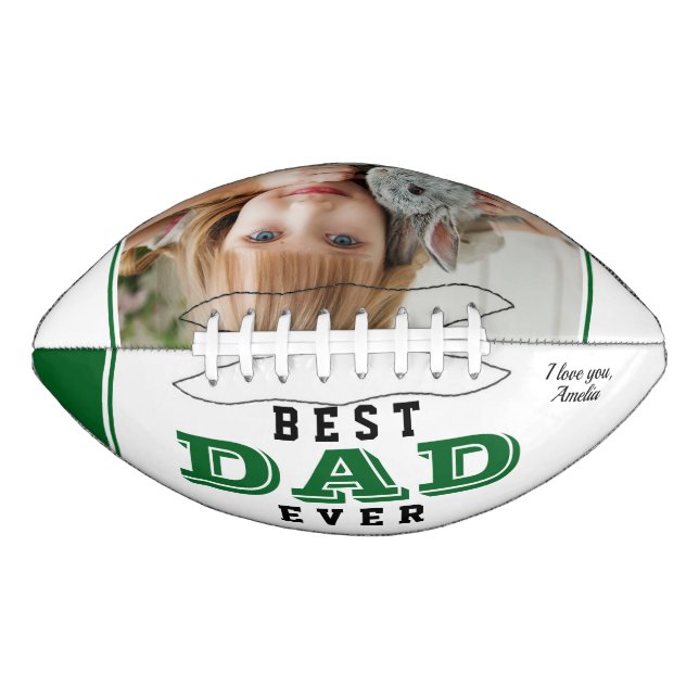 Best Dad Father Green Photo Football (Front)