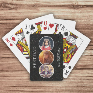 Best Dad Father`s Day 3 Oval Photo Collage Playing Cards