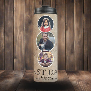 Best Dad Father`s Day 3 Oval Photo Collage Thermal Tumbler
