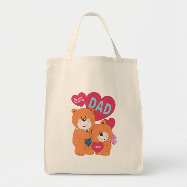 Best Dad Father's Day Father Daughter Bear Cartoon Tote Bag (Front)