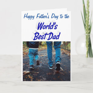 Best Dad Fathers Day Photo blue text Card