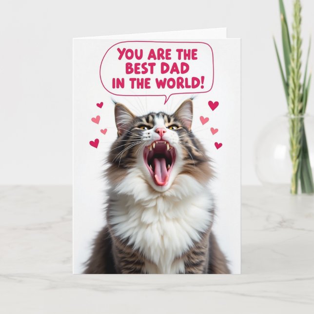 Best Dad Feline Art Card (Front)