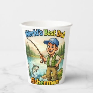 Best Dad Fisherman by the Lake Funny Gift Idea Paper Cups