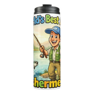 Best Dad Fisherman by the Lake Funny Gift Idea Thermal Tumbler
