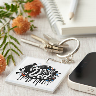 Best Dad Football father and son graffiti Keychain