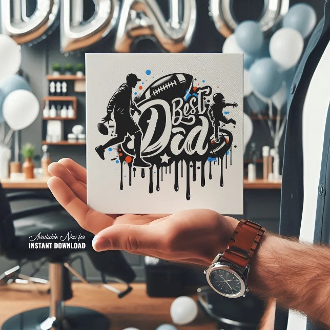 Best Dad Football father son graffiti Holiday Card (Creator Uploaded)