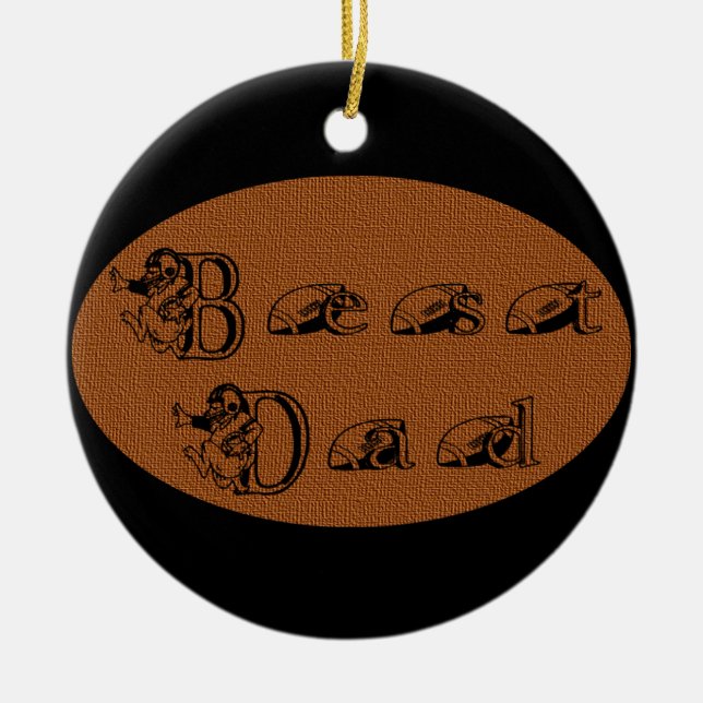 Best Dad Football Text Ceramic Tree Decoration (Front)