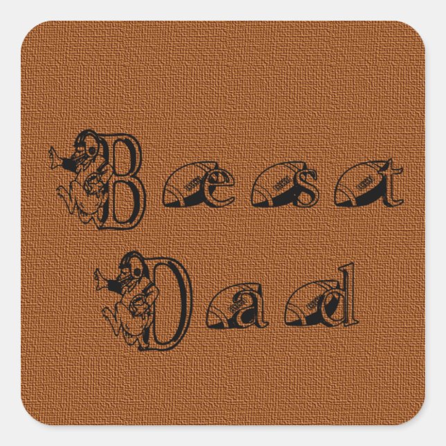 Best Dad Football Text Square Sticker (Front)