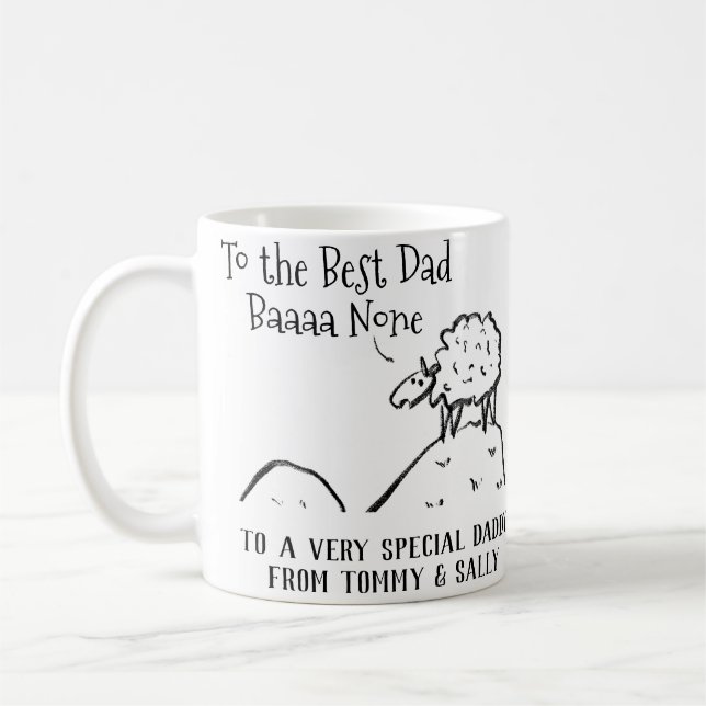 Best Dad Funny Sheep Saying a Pun Coffee Mug (Left)