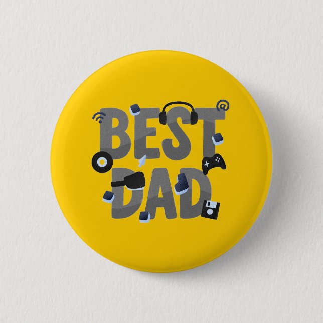 BEST DAD Gaming Dad Graphic Button (Front)