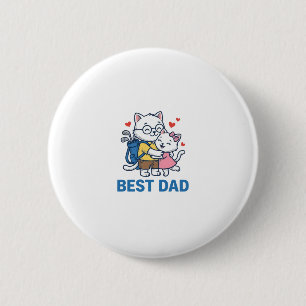 Best Dad Golf Cat Hug Cute Vector Design_1 6 Cm Round Badge