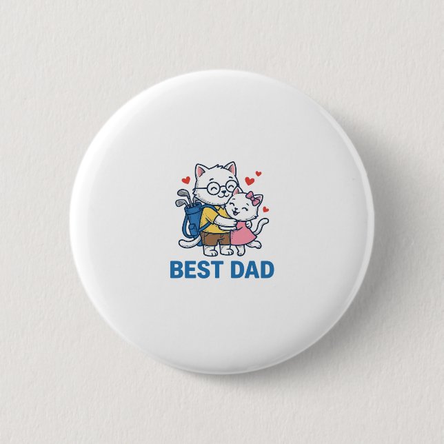 Best Dad Golf Cat Hug Cute Vector Design_1 6 Cm Round Badge (Front)