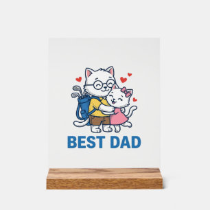 Best Dad Golf Cat Hug Cute Vector Design_1 Acrylic Sign