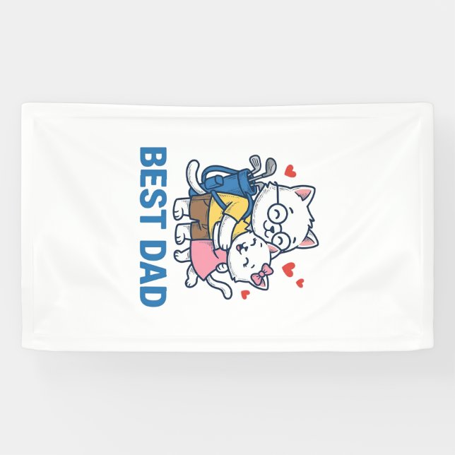 Best Dad Golf Cat Hug Cute Vector Design_1 Banner (Horizontal)