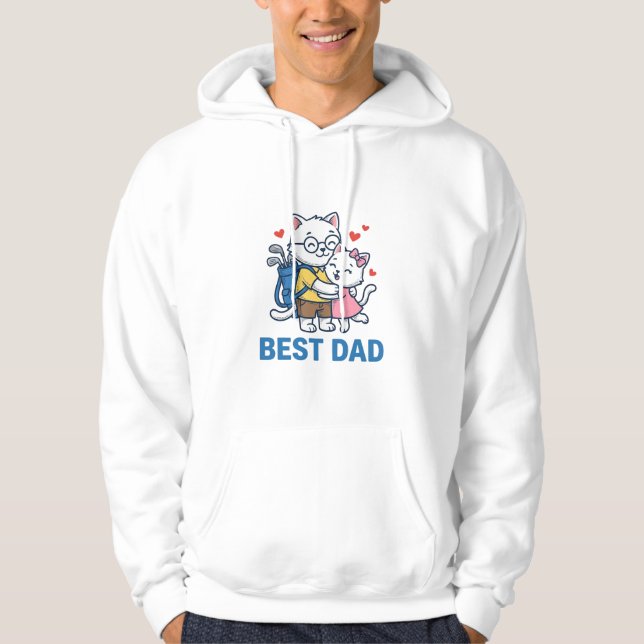 Best Dad Golf Cat Hug Cute Vector Design_1 Hoodie (Front)