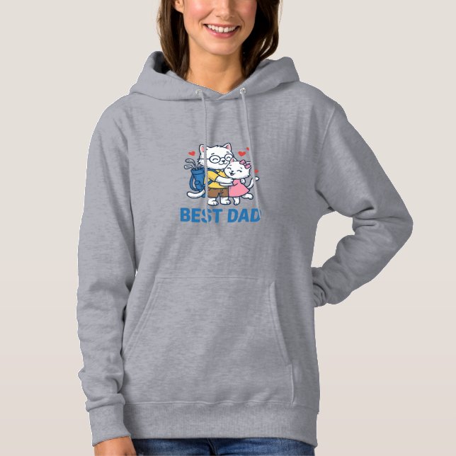 Best Dad Golf Cat Hug Cute Vector Design_1 Hoodie (Front)