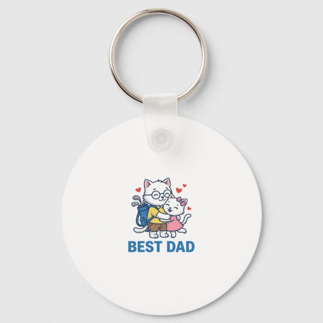 Best Dad Golf Cat Hug Cute Vector Design_1 Key Ring (Front)