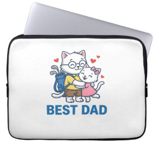 Best Dad Golf Cat Hug Cute Vector Design_1 Laptop Sleeve