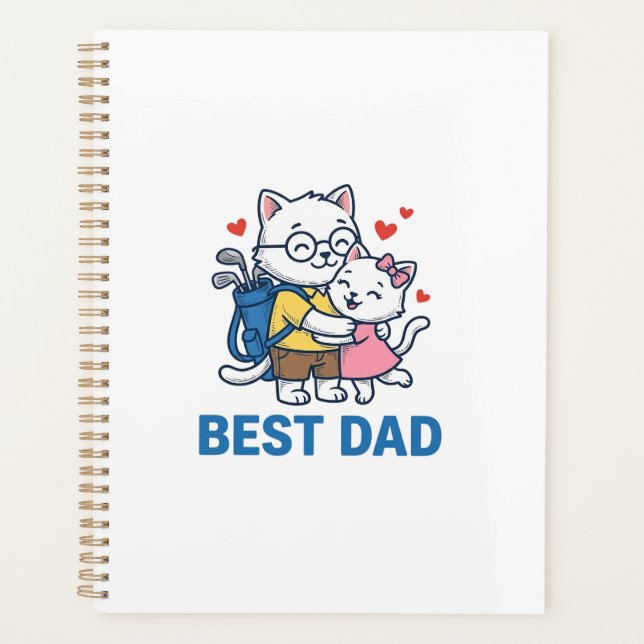 Best Dad Golf Cat Hug Cute Vector Design_1 Planner (Front)