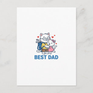 Best Dad Golf Cat Hug Cute Vector Design_1 Postcard