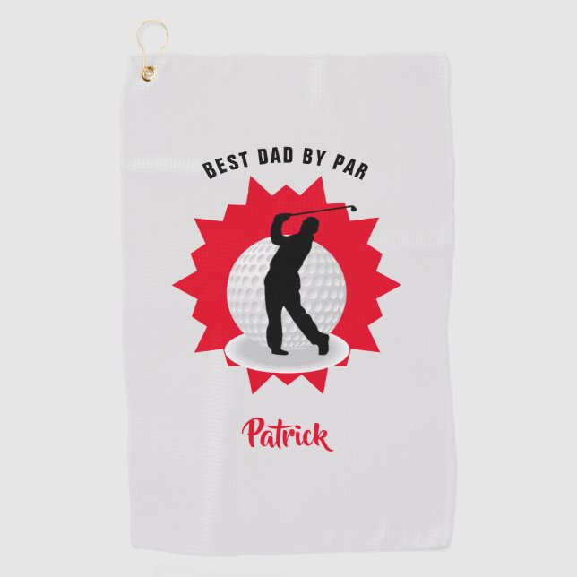 Best Dad Golfer Pun Personalised Golf Towel (Front)