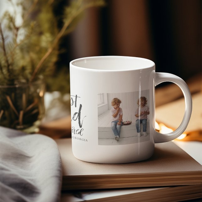 Best Dad | Hand Lettered Two Photo Collage Coffee Mug (Creator Uploaded)