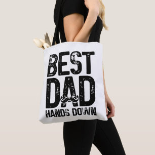 Best Dad Hands Down Dad Joke Moustache Lover Tote Bag