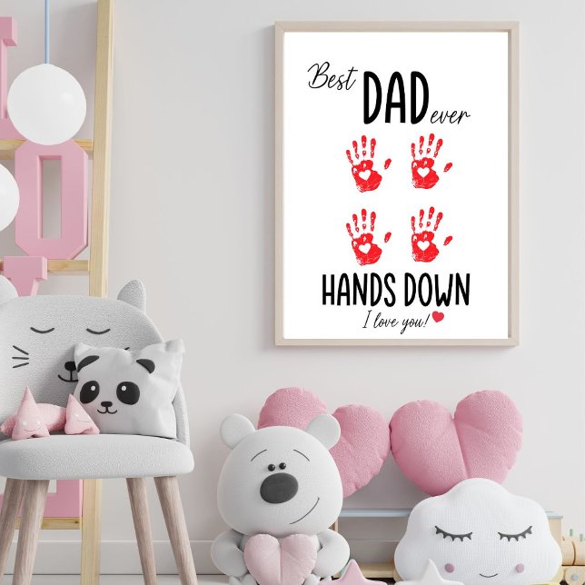 Best Dad Hands Down Handprint Art Print (Creator Uploaded)