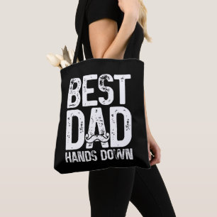 Best Dad Hands Down Kids Craft Hand Print Fathers Tote Bag