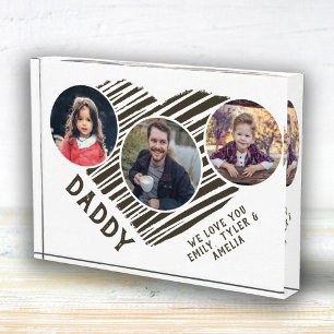 Best Dad Heart Father`s Day 3 Photo Collage Block